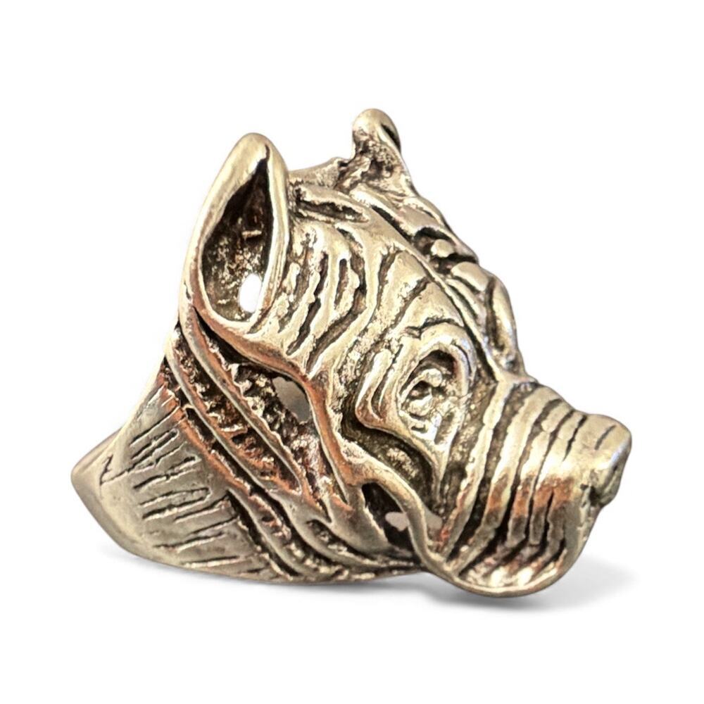 Fierce Pitbull/Staffy Head Ring - Size 11 Unisex Fashion Jewelry